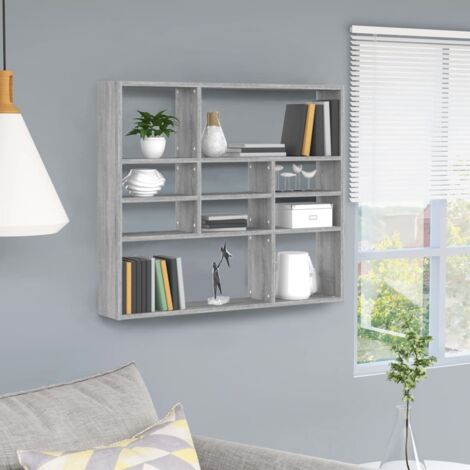 vidaXL Wall Shelf Grey Sonoma 90x16x78 cm Engineered Wood (1/5)