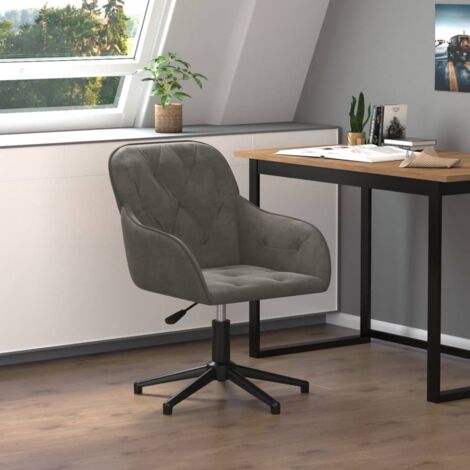 Vidaxl – Chaise de bureau pivotante en velours gris foncé – Hauteur réglable 72-80 cm – Accoudoirs 58-65,5 cm – Poids max 110 kg