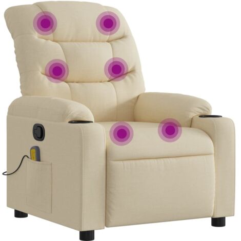Fauteuil de massage inclinable Crème Tissu vidaXL13509