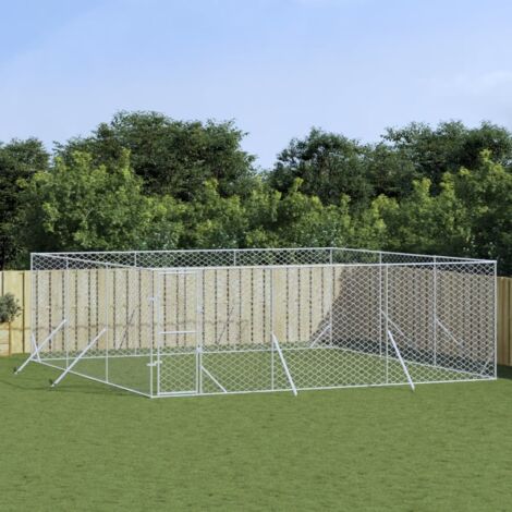 Vidaxl – Chenil d'extérieur pour chiens – Enclos 6x6x2 m en acier galvanisé – Système de verrouillage à loquet – Dimensions intérieures 5,95x5,95 m