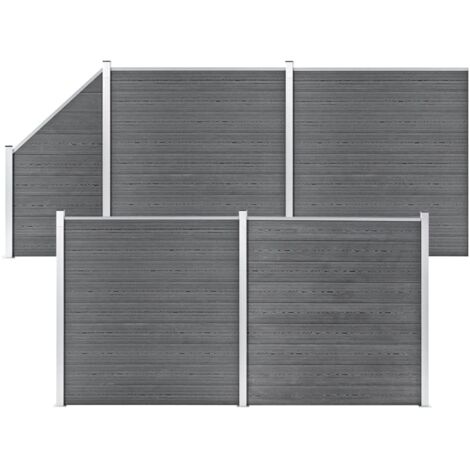 Ensemble de clôture WPC 4 Carré + 1 Incliné 792 x 186 cm Gris vidaXL