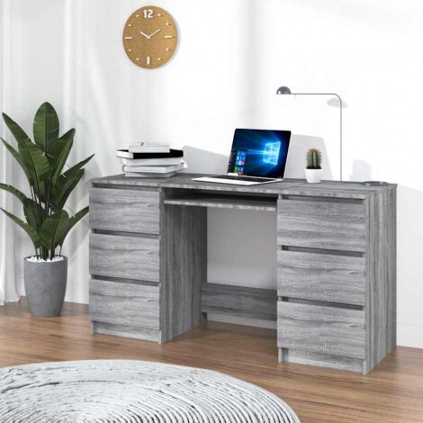 Vidaxl – Bureau droit en bois d'ingénierie 140x50x77 cm – Surface lisse et résistante à l'humidité – Grand espace de rangement – Design minimaliste