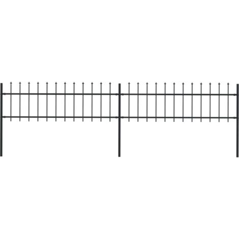 vidaXL Garden Fence with Spear Top Steel 359x60 cm Black