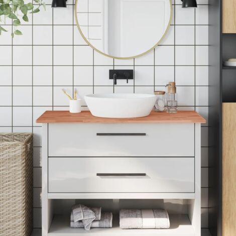 Comptoir de salle de bain 100x60x1,5 cm bois massif de hêtre vidaXL (1/5)