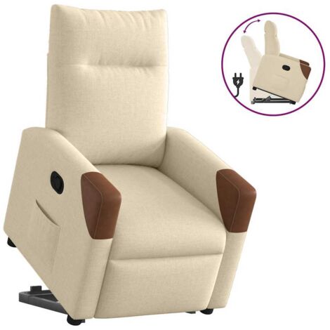 vidaXL Fauteuil inclinable Crème Tissu (1/5)