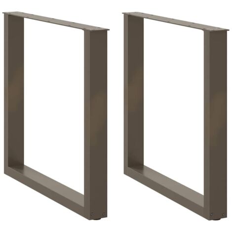 Pieds de table à manger en forme de U, 2 pièces, acier naturel, 90 x (72-73) cm vidaXL
