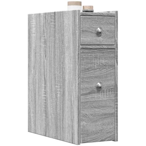 vidaXL Armoire de salle de bain étroite avec roulettes sonoma gris