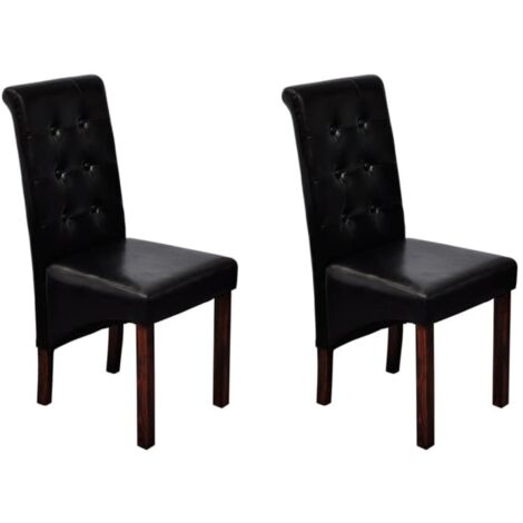 Lot de 2 Chaises Scandinave - Chaises de salle à manger noir similicuir vidaXL (1/5)