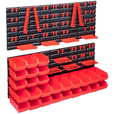 Kit de bacs de stockage et panneaux muraux 103pcs rouge et noir vidaXL (1/5)