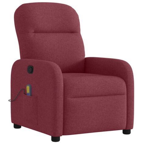Fauteuil de massage inclinable Rouge bordeaux Tissu vidaXL