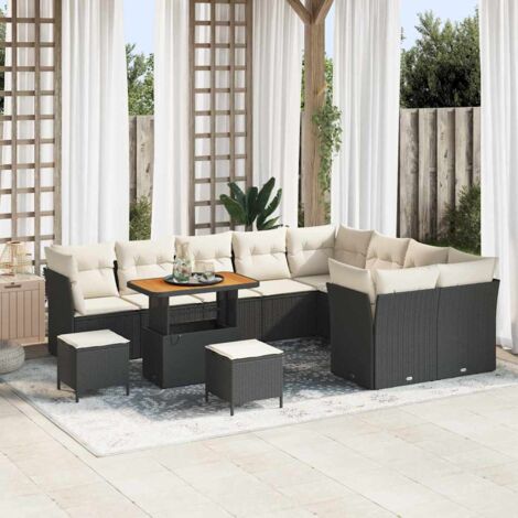 vidaXL Ensemble de canapé de jardin 12 pcs Noir polyrotin (1/5)