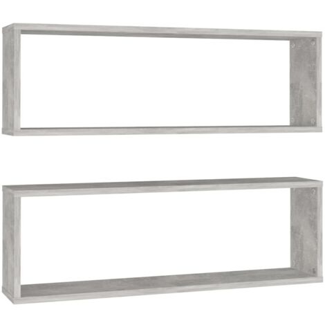Lot de 2 Étagères cube murales  Étagères Flottantes Gris béton 80x15x26,5 cm Aggloméré vidaXL