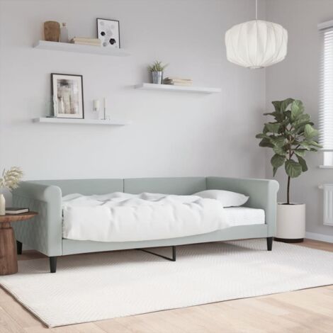 Lit de jour avec matelas gris clair 100x200 cm velours vidaXL