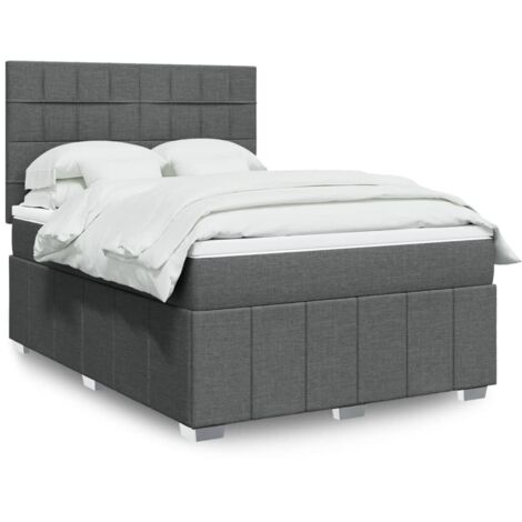 vidaXL Sommier à lattes de lit avec matelas Gris foncé 160x200cm Tissu