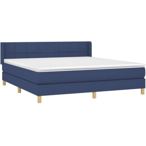Sommier à lattes de lit avec matelas Bleu 160x200 cm Tissu vidaXL (1/5)
