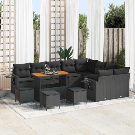 vidaXL Ensemble de canapé de jardin 13 pcs Noir 110 x 55 x 71 cm (1/5)