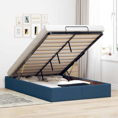 vidaXL Cadre de lit ottoman sans matelas bleu 120x200 cm tissu
