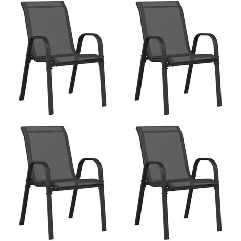 vidaXL Stackable Garden Chairs 4 pcs Black Textilene Fabric