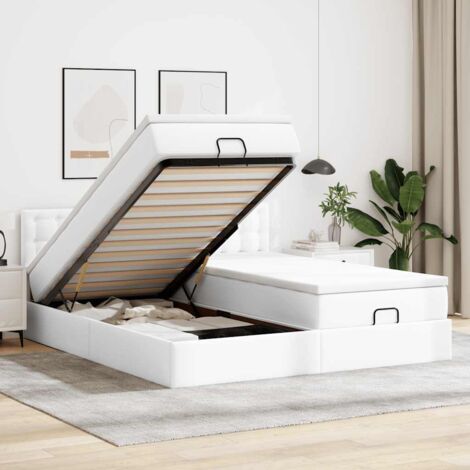 Cadre de lit ottoman avec matelas blanc 200x200 cm similicuir vidaXL (1/5)