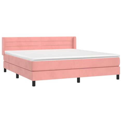 Sommier à lattes de lit avec matelas Rose 160x200 cm Velours vidaXL (1/5)