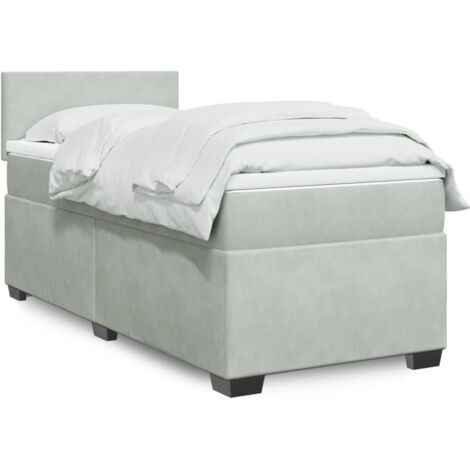 vidaXL Sommier à lattes de lit et matelas Gris clair 90x190 cm Velours