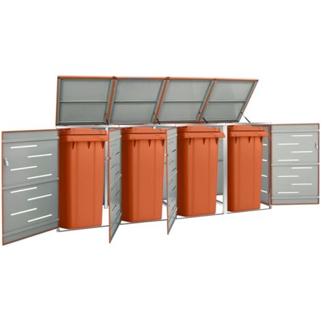 Abri pour quatre poubelles 276,5x77,5x112,5 cm Inox vidaXL