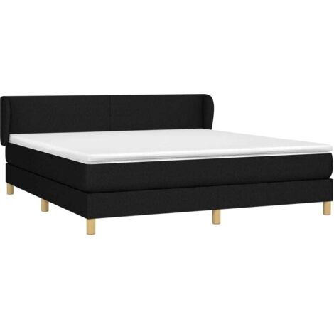 Sommier à lattes de lit avec matelas Noir 180x200 cm Tissu vidaXL (1/5)