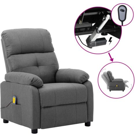 Fauteuil électrique de massage Gris clair Tissu vidaXL