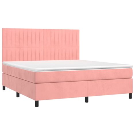 Sommier à lattes de lit avec matelas Rose 180x200 cm Velours vidaXL (1/5)