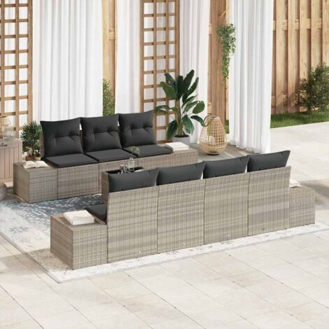 vidaXL Ensemble de canapé de jardin 8 pcs Gris clair et gris foncé (1/5)