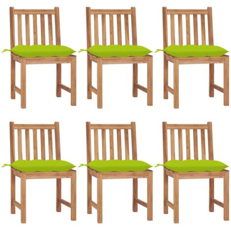 vidaXL Chaises de jardin lot de 6 avec coussins Bois de teck massif (1/5)