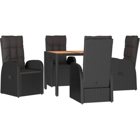 vidaXL Ensemble à manger de jardin coussins 5pcs Noir Résine tressée (1/5)