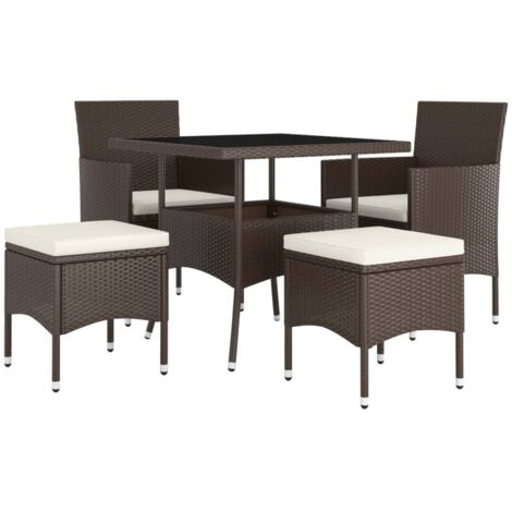 Ensemble à manger de jardin 5pcs Résine tressée Marron vidaXL (1/5)