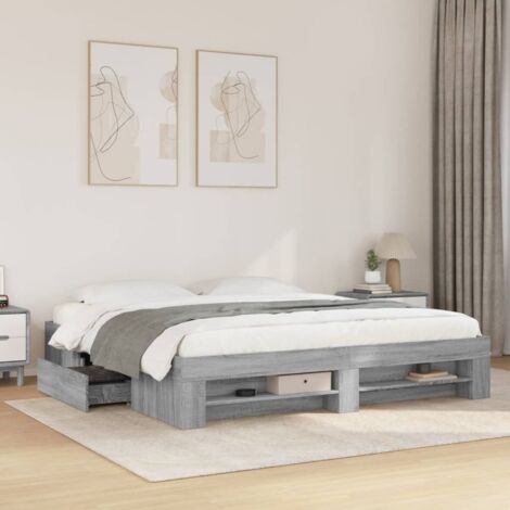 vidaXL Cadre de lit sans matelas sonoma gris 180x200 cm (1/5)