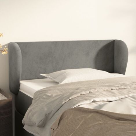 Tête de lit avec oreilles Gris clair 103x23x78/88 cm Velours vidaXL (1/5)
