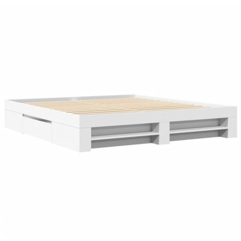 vidaXL Cadre de lit sans matelas blanc 180x200 cm bois d'ingénierie (1/5)
