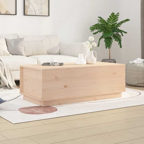 Vidaxl – Table basse relevable 100x50x35 cm en bois massif de pin – Grand espace de rangement avec compartiments cachés – Design rustique