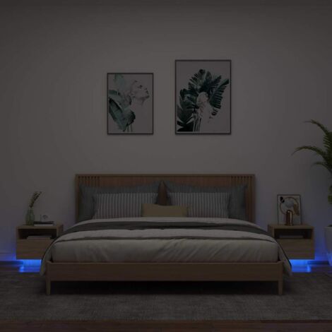 Armoires de chevet avec lumières LED 2 pcs chêne sonoma vidaXL