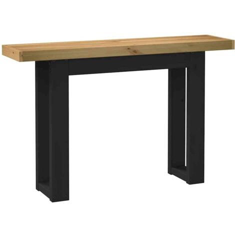 Vidaxl – Table console en bois de pin massif 120x30x75 cm – Pieds en U noir – Design rustique pour décoration intérieure (1/5)