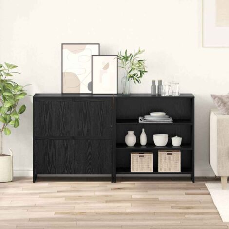 vidaXL Sideboard 2 pcs Black Oak 70 x 41 x 75 cm Engineered Wood (1/5)