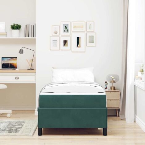 vidaXL Cadre de lit Vert foncé, vert et blanc 90 x 200 cm Velours (1/5)