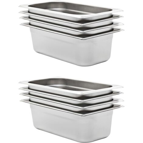vidaXL Gastronorm Containers 8 pcs GN 1/3 100 mm Stainless Steel