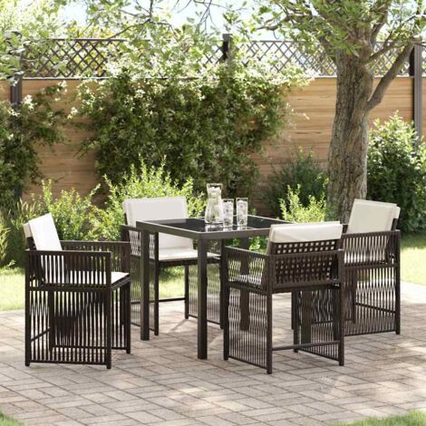 vidaXL Ensemble de salle à manger pour jardin 5 pcs Marron polyrotin (1/5)