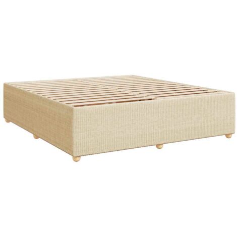 Cadre de lit sans matelas crème 200x200 cm tissu vidaXL (1/6)