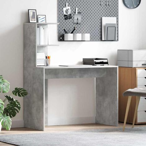Bureau Gris béton 102 x 50 x 124 cm Bois d'ingénierie vidaXL (1/5)