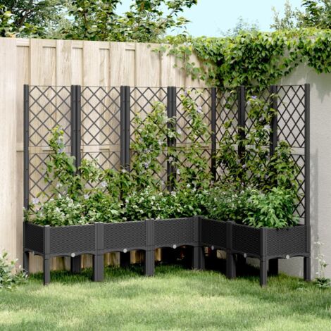 Jardinière avec treillis noir 160x120x142 cm PP vidaXL