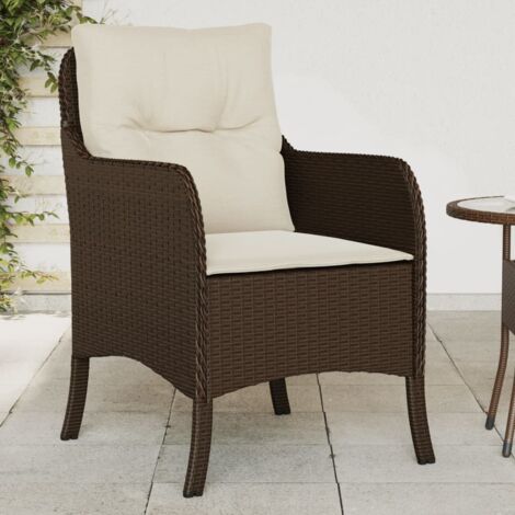 Chaises de jardin avec coussins lot de 2 marron résine tressée vidaXL (1/5)