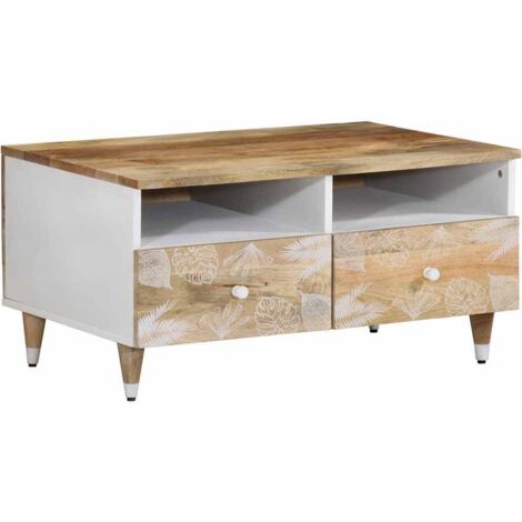 Table basse 80x54x40 cm bois de manguier massif vidaXL (1/5)