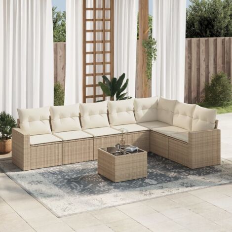 Salon de jardin avec coussins 8 pcs beige résine tressée vidaXL (1/3)
