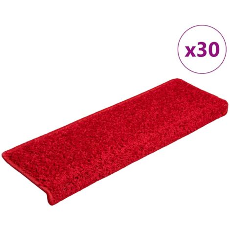 Tapis d'escalier 30 pièces 65 x 21 x 4 cm Bordure rectangulaire rouge vidaXL
